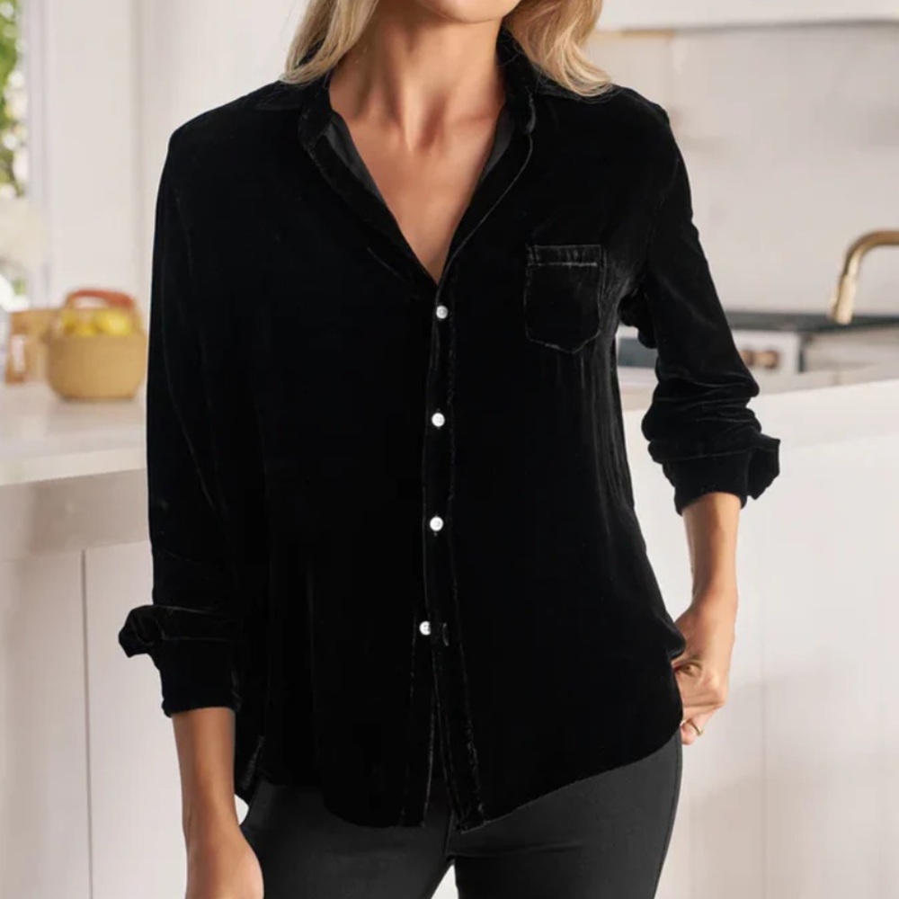 Frank & Eileen Tuscany Velvet Black Button Up Shirt